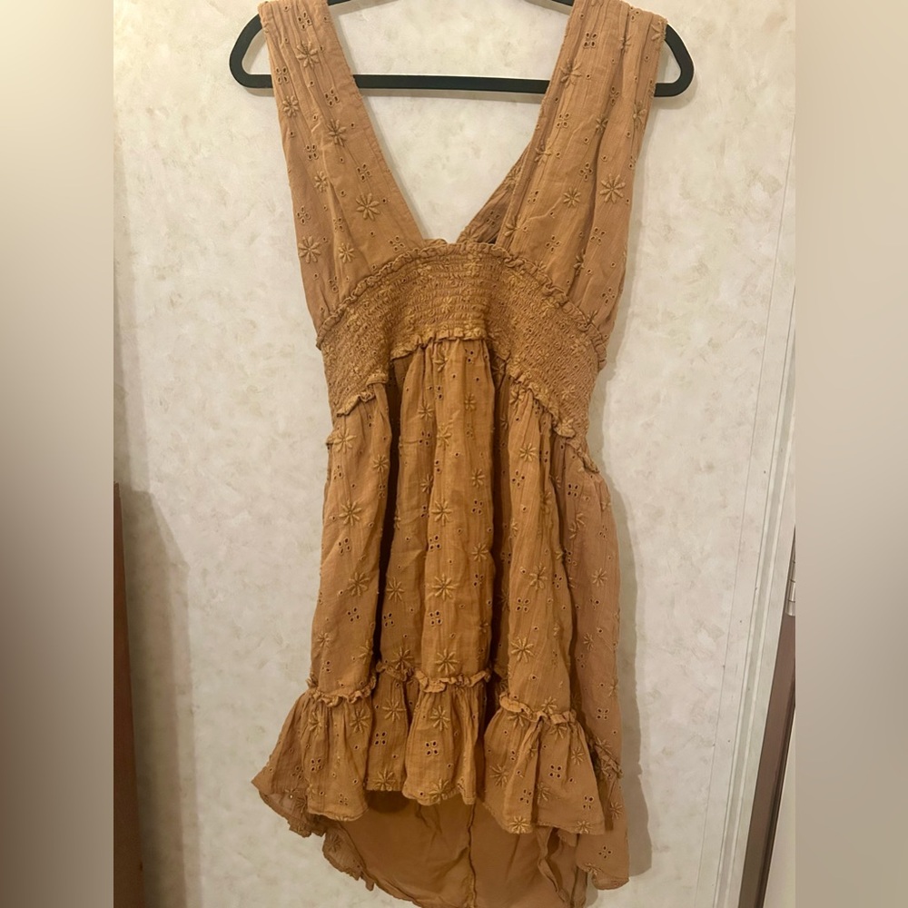 Aerie Textured Tan Dress